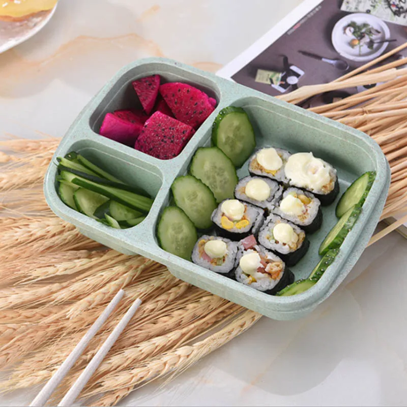 Пшеничная солома микроволновая печь бенто ланч бокс для пикника суши еда