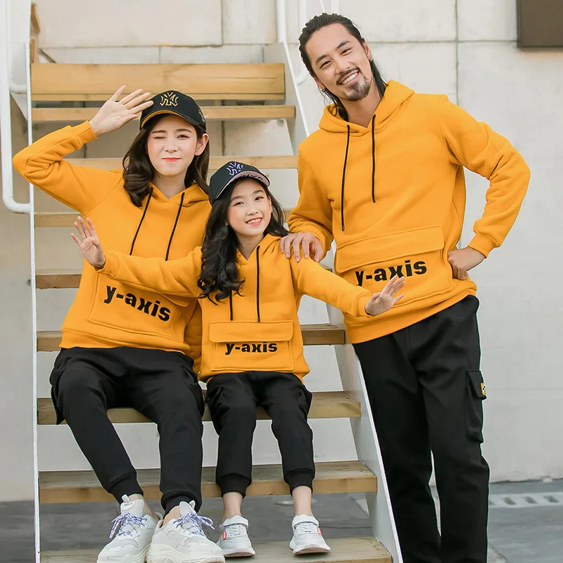 Зима 2019 одежда для отца рубашки толстовки с капюшоном папы сына и мини Одинаковая