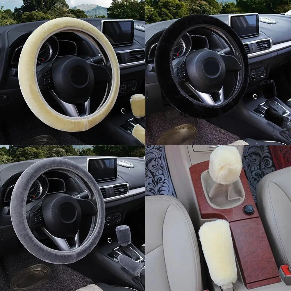

Универсальный семейный набор чехлов для автомобильного интерьера рулевого управления, украшение, плюшевый Автомобильный Ручной тормоз, ры...
