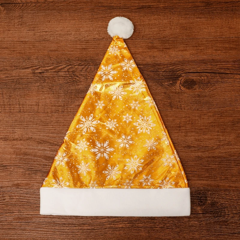 Рождественская шляпа расшитая блестками для детей и взрослых Золотая Снежинка