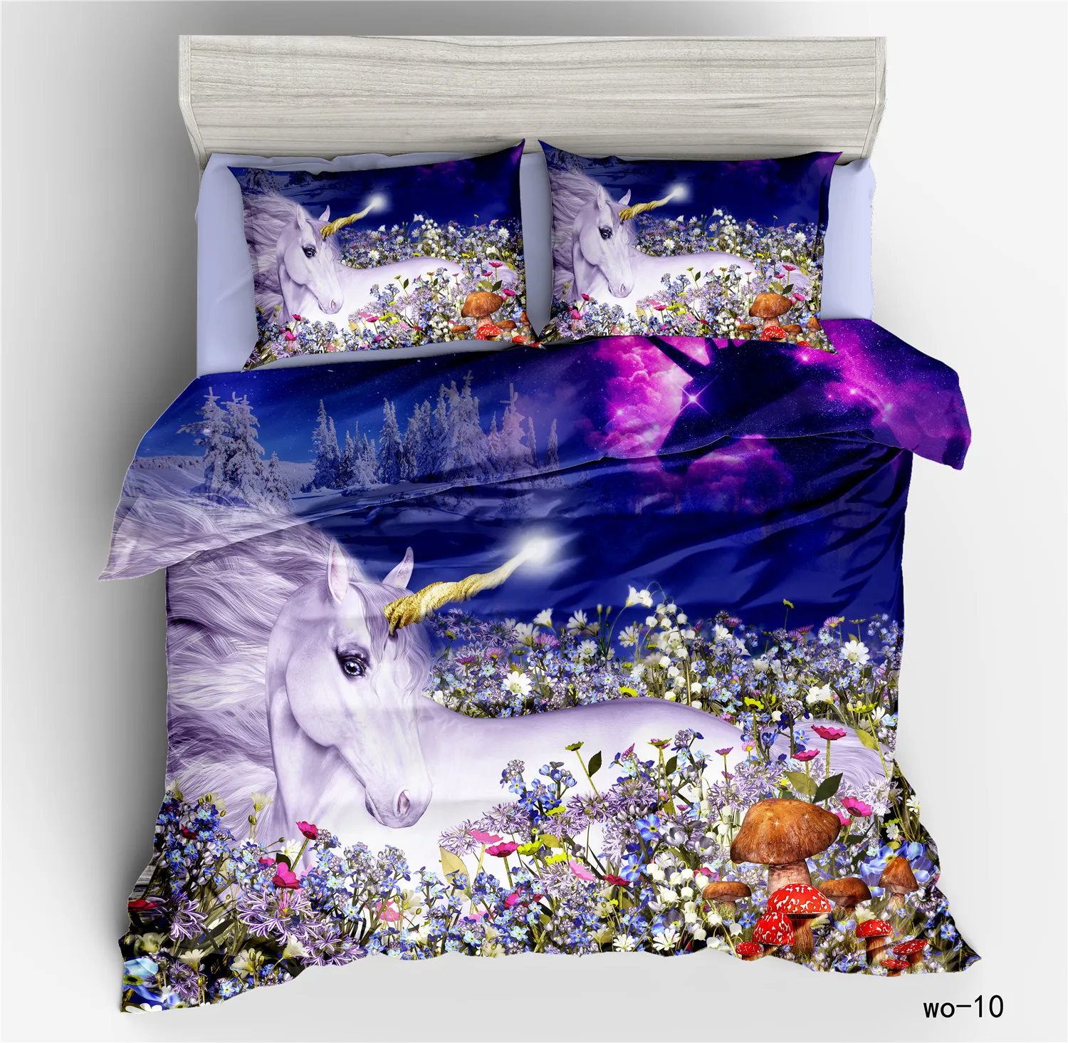 

Luxury Home Textile Bohemian Printed Quilt Cover Pillowcase Three-piece Set Reactive Printing Dyed Plain Weave Single Double