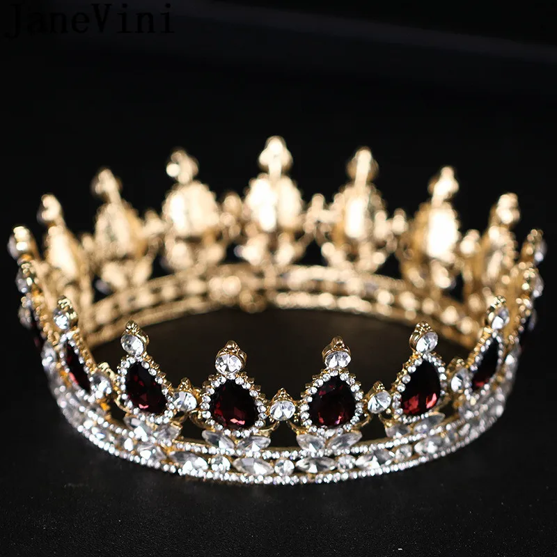 JaneVini винтажные женские диадемы и короны барочные стразы круглый кристалл