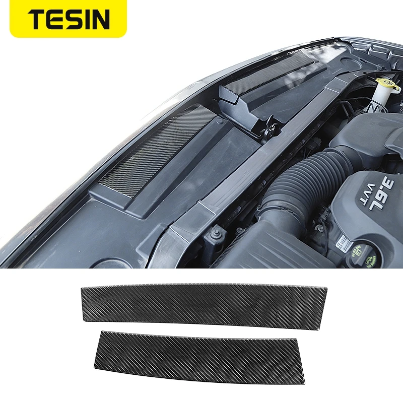 

TESIN мягкое углеродное волокно автомобильный моторный отсек Пылезащитная пластина декоративная крышка наклейки аксессуары для Dodge Challenger 2015 ...