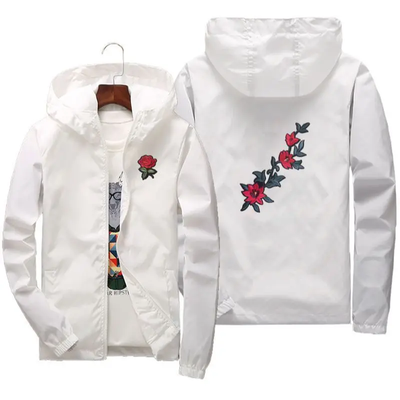 

Embroidery Rose coa22021 t men's large spring and autumn thin jacket with lining couple parent child outdoor windbreaker Rose ma