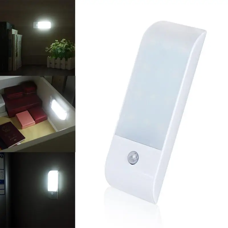 12 светодиодный перезаряжаемый ночник с датчиком движения для шкафа кухни ИК