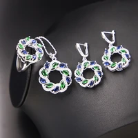 funmode elegant plant design dress accessories pendientes small jewelry set for women parures bijoux wholesale fs174