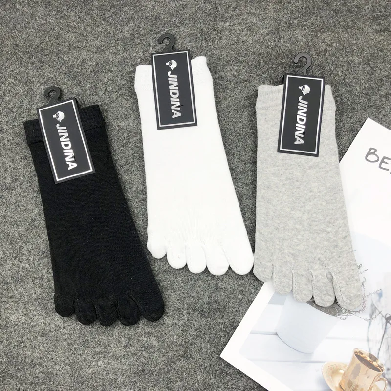 

High Quality Toe Socks Men Five Fingers Socks Cotton Cycling Ankle Sock Sports Running Solid Color Black White Sox Male Soks