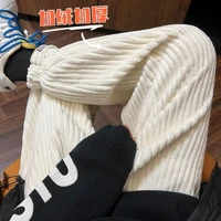 warm joggers trousers for male harajuku pants winter new corduroy velcro mens casual pants thickened loose fashion