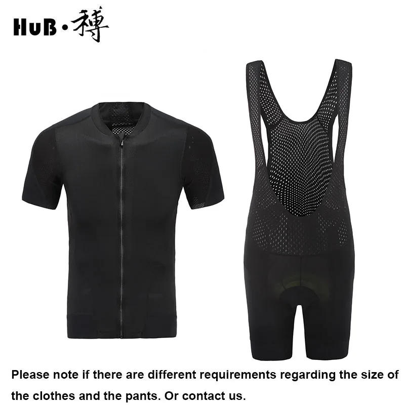 HuB high quality bib shorts racing bicycle pants classic black cool dry material with 3D padded breathable Quick Dry strap | Спорт и
