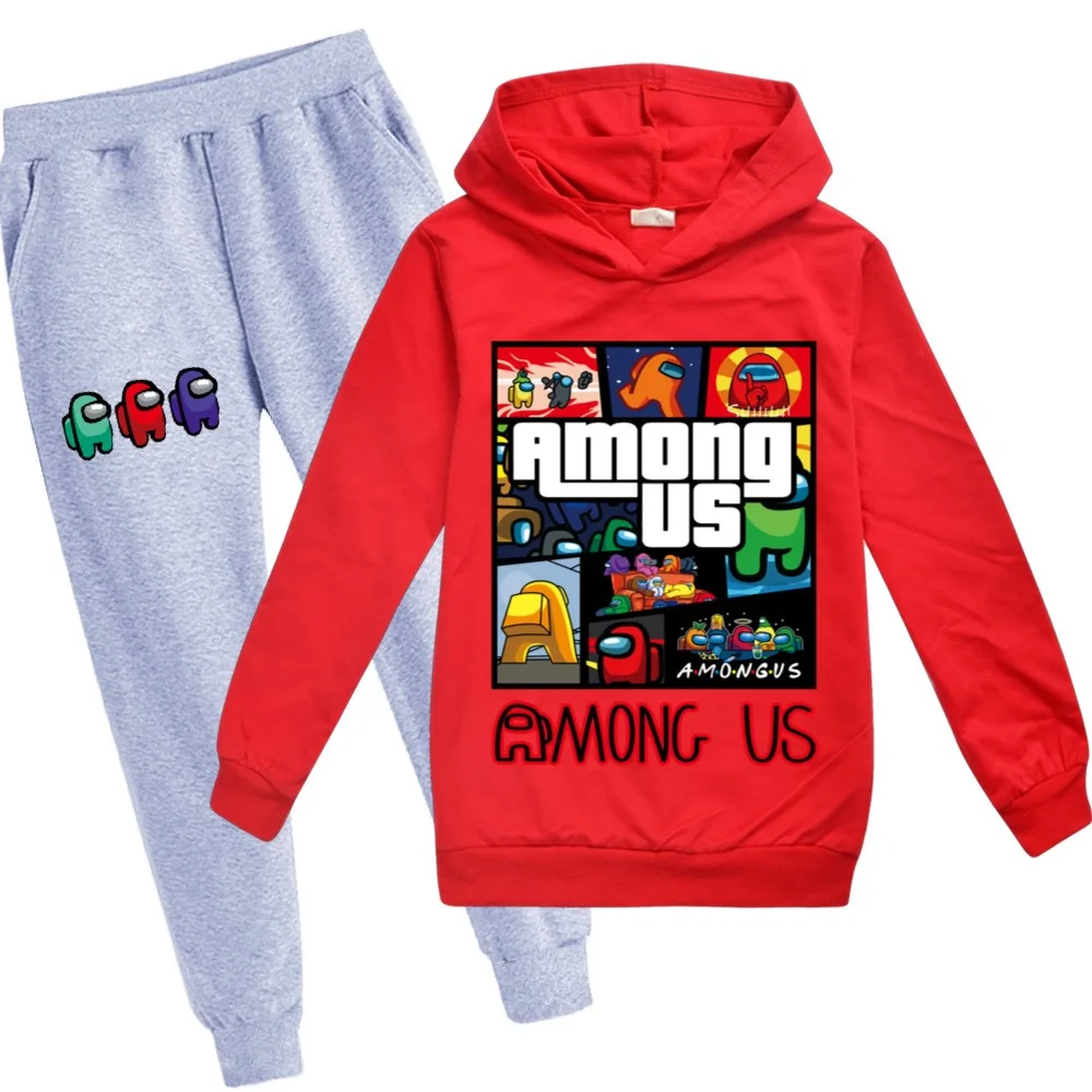 

Children's Clothing Hooded Suit Boys 2-16 Years Old Sports Sets With Printing Teenager Outdoor Tracksuits Cartoon Suits 2pcs