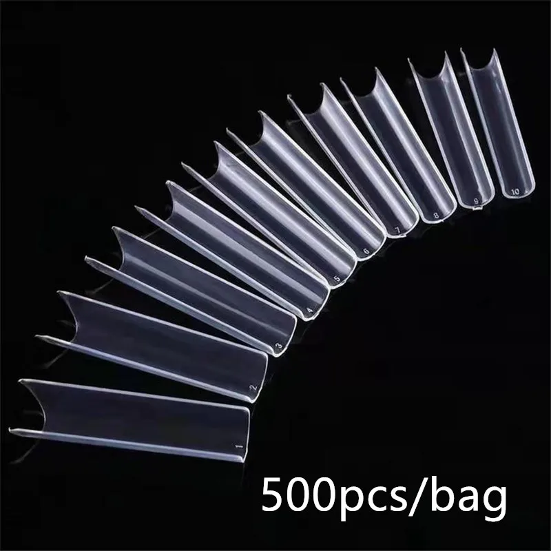 

500Pcs/Bag XXL C Curve Straight Nail Art Extra Long Square Clear Natural Fake Nails Half Cover Artificial False Nails Tips 30#