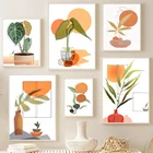 Ваза в стиле бохо, ладонь, солнце, эстетическое абстрактное настенное искусство, холст, живопись, скандинавские постеры и искусство для декора гостиной