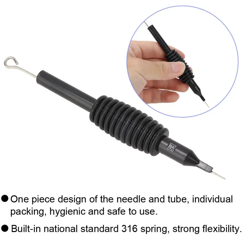 

5PCS 19MM Black Silicone Handle Grip With Needle Disposable Semi-Permanent Makeup Eyebrow Tattoo Needles Tattoo Supplies M2 Type