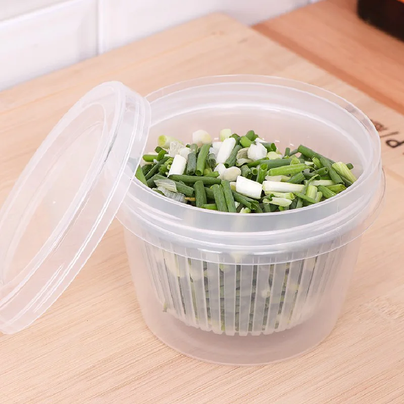 Пластиковые круглые сливные герметичные контейнеры для хранения двойные с