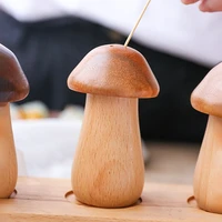 wooden toothpick holder personalized mushroom simple toothpick box japanese creative cute household toothpick jar kitchen tool