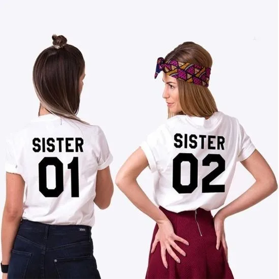 

Summer T-shirt Best Friends T Shirt Tee Shirt Short Sleeve Sister Close Friend SISTER 01 SISTER 02