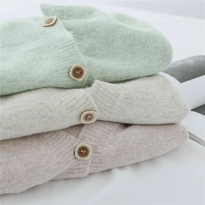 

Большой свитер Mint Island в стиле ретро, кардиган, женский весенний Свободный Топ для студентов, короткое вязаное пальто, свитера для женщин