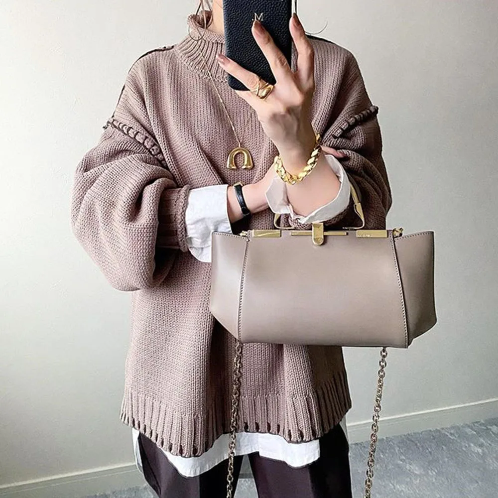 Свитер женский повседневный Свободный пуловер с длинным рукавом в японском и