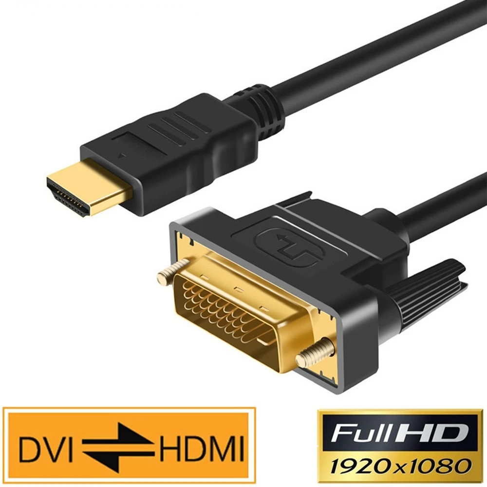Кабель HDMI-совместимый с DVI Мужской адаптер 24 + 1 золотым покрытием 1080P для HD ТВ