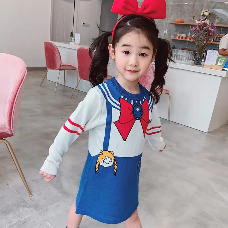 

Children's Girl Warm full Sleeves Dress Sweater Princess Costume Cute Spring Autumn Wear
