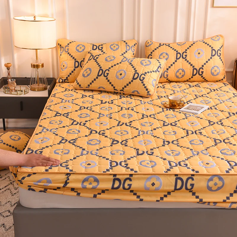 

1PC Clip Cotton sheets for single bed Thicken Quilted Mattress Cover Fitted Bedsheet Air-Permeable Bedsheet Dropshipping