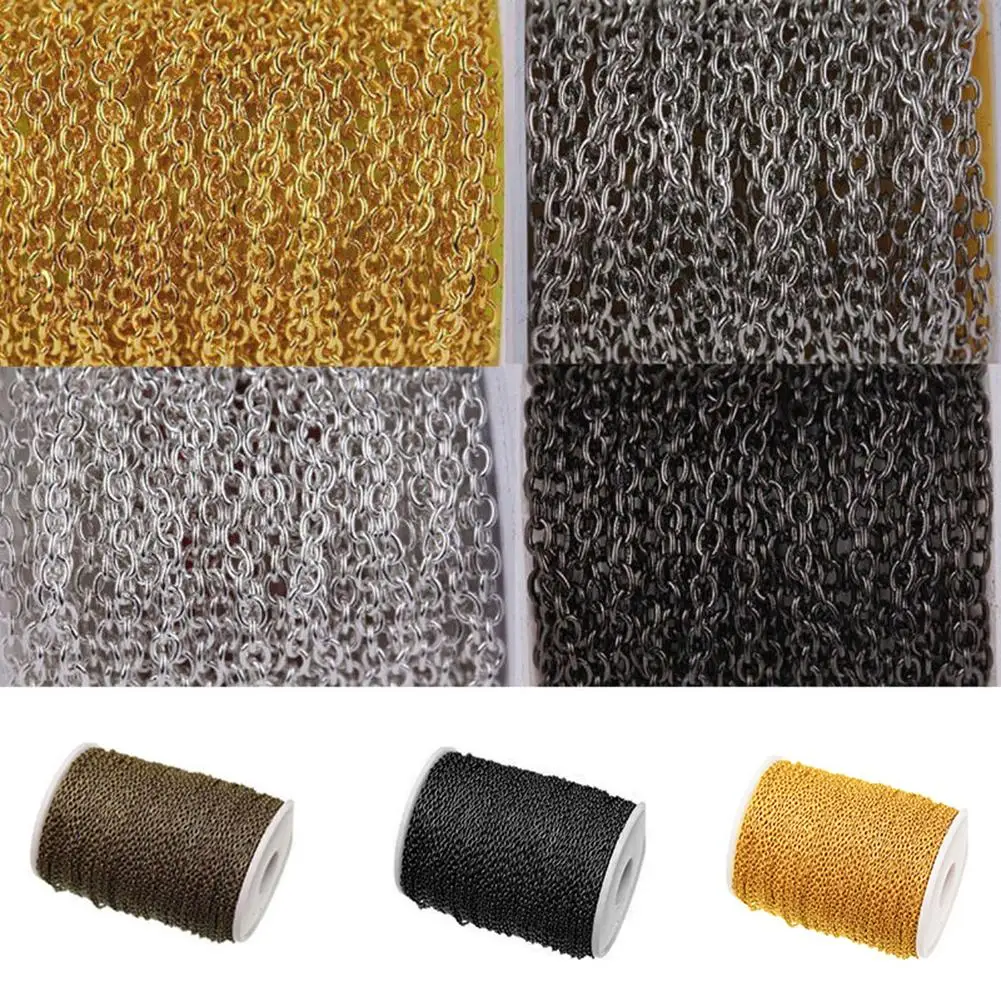 

5m Flat Cable Open Link Metal Chain Necklace Jewelry Making Findings DIY 3x4mm