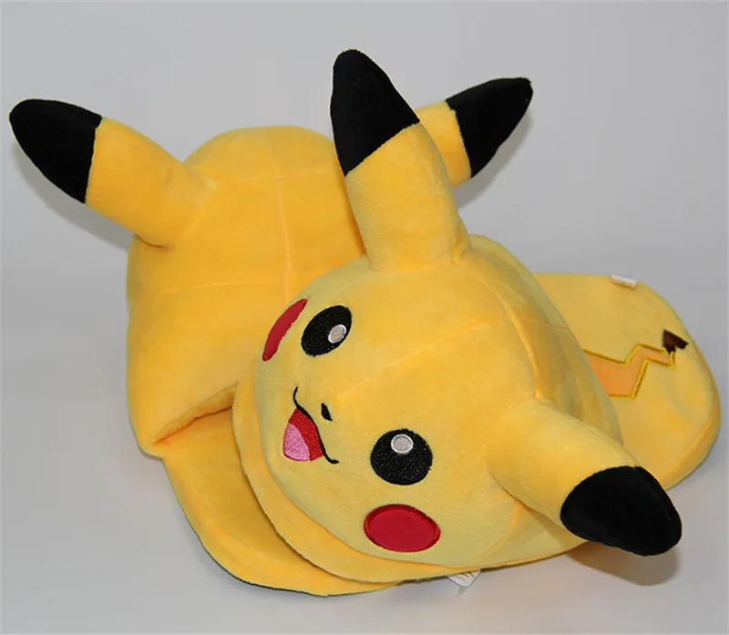 Pikachu 1 Новинка года; Милая домашняя теплая зимняя плюшевая обувь для взрослых с изображением Пикачу, иэви, утки; милый мультяшный демон для детей; Рождественский подарок для девочек - Цвет: Pikachu 1