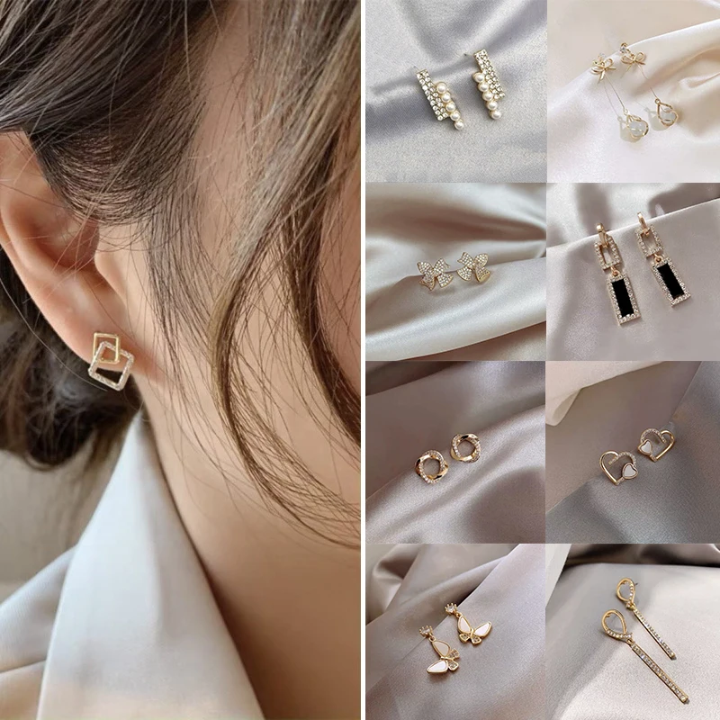 

Beautiful Alloy Ear Studs For Women Simple All-match Fashion Irregular Ear Studs Colorful Exquisite Temperament Ear Studs