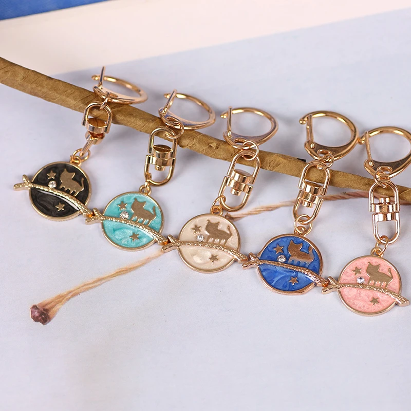 Новинка 2020 гламур женский брелок круглый звездное небо животное котенок