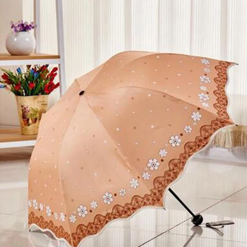 Зонт от солнца для дождливой погоды женские Роскошные взрослых создать складной