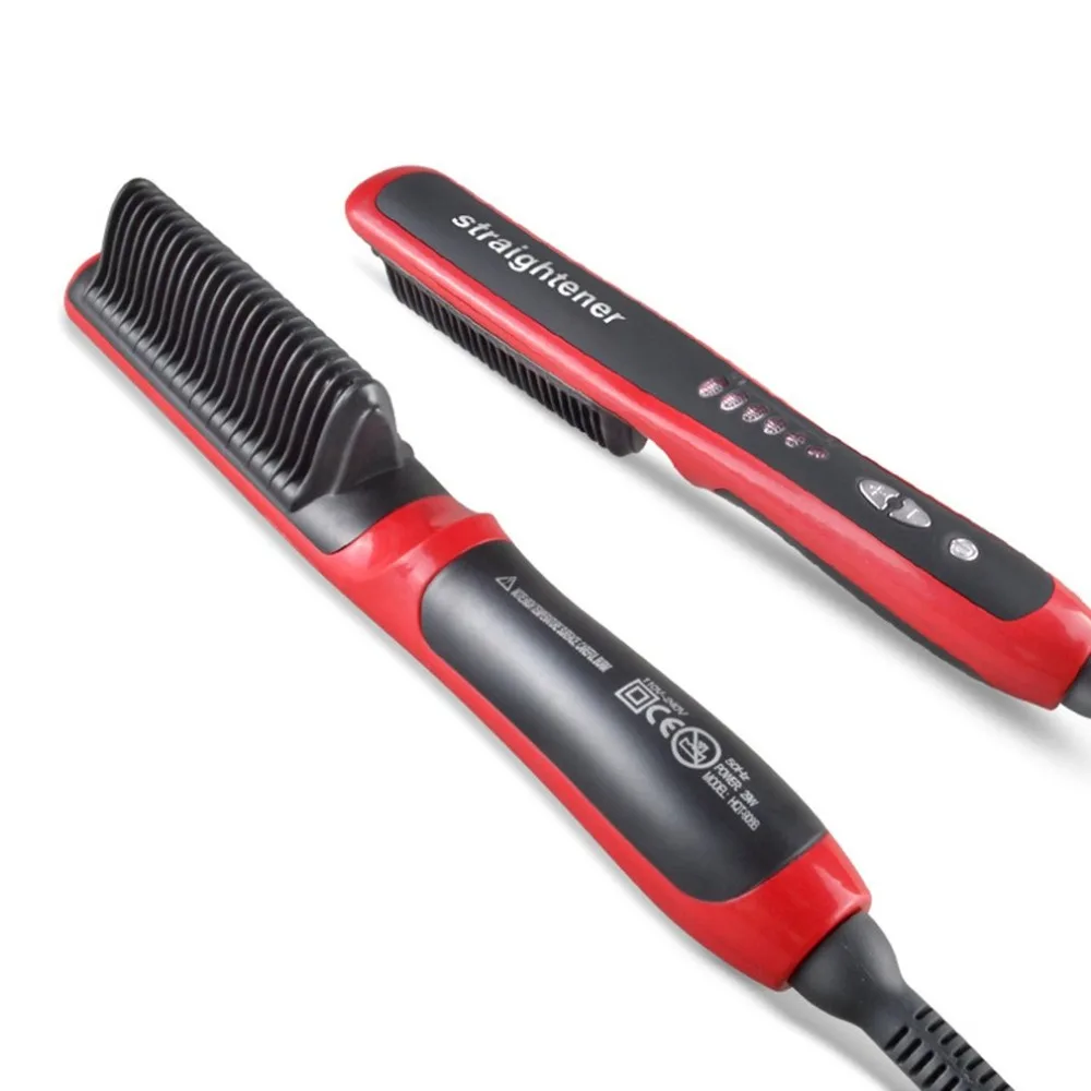 

HQT-908B Hair Straightener Durable Electric Straight Hair Comb Brush LCD Heated Ceramic Hair Straightening Brush EU Plug
