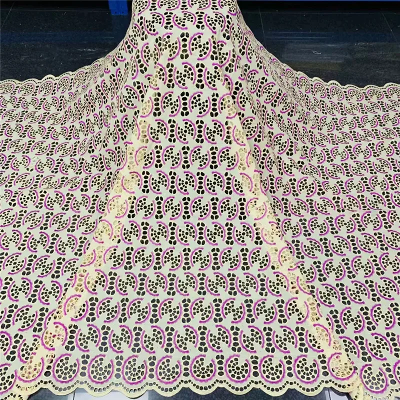 

5 yard Swiss lace fabric latest Dry lace embroidery African high quality fabrics Swiss voile lace popular Dubai style KU062702