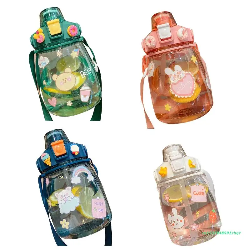 

Extra Large Children's Bottle with Straw Portable Summer Cups Kettles 1200ml