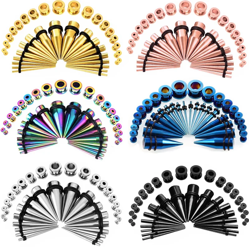 Набор ушных растяжек из нержавеющей стали винтовые Заглушки для туннели 14 00 г 36