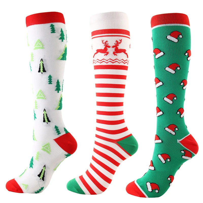

Christmas Gift Compression Stocking Nurses Running Socks Sports Circulation Athletic Varicose Veins Women Travel Socks