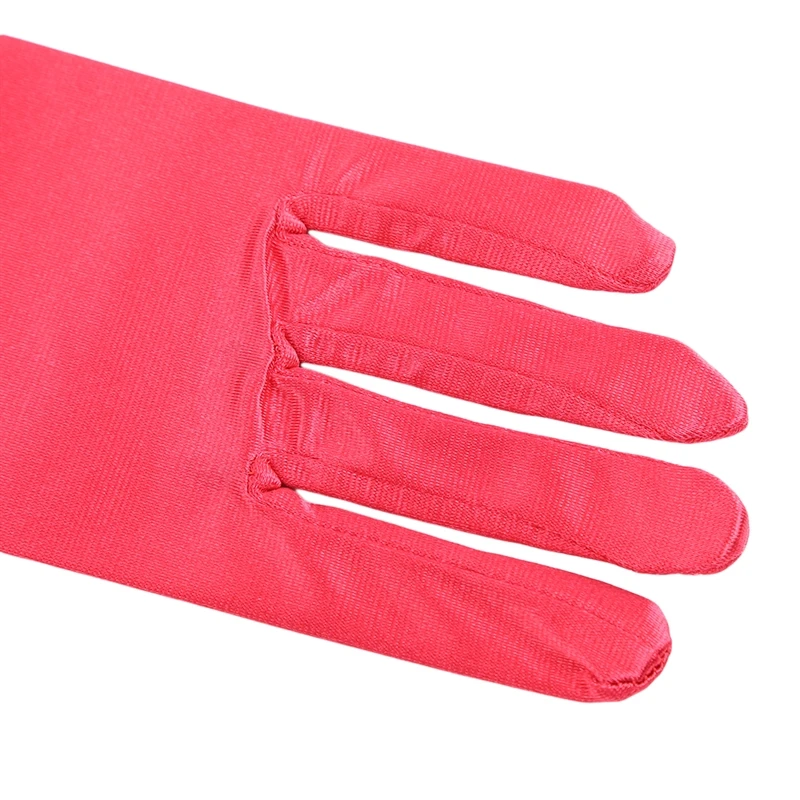 

Fashion Kids Red Stretch Satin Long Finger Gloves for Flower Women Party dress beading Gloves