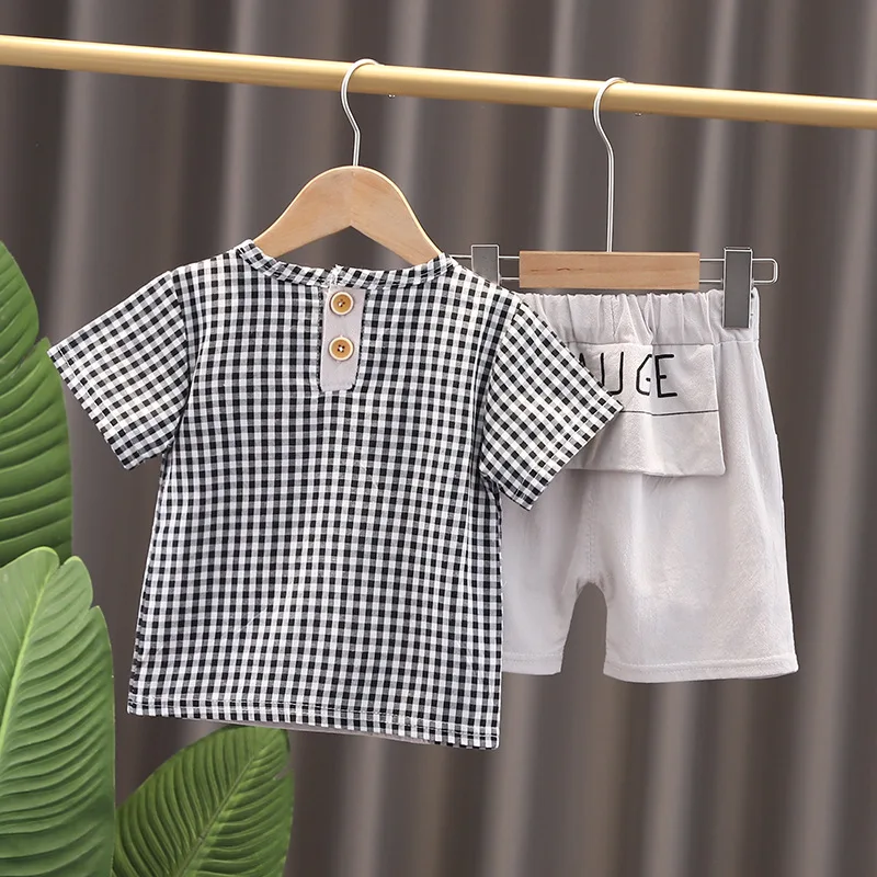 Summer Kids Girls Lattice Clothes Children Boys Fashion T Shirt Shorts 2Pcs/sets Toddler Cotton Sportswear Baby Infant Clothing