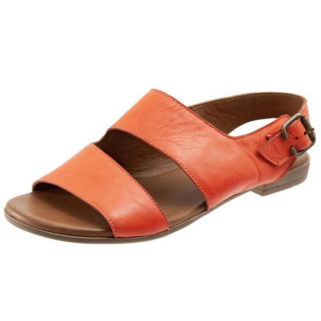 Летние женские босоножки сандалии с ремешками на пряжках в стиле ретро женская