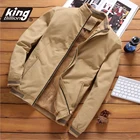 Мужская приталенная куртка-бомбер, повседневная однотонная теплая бейсбольная куртка, осень 2021