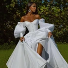Женское свадебное платье UZN, белое ТРАПЕЦИЕВИДНОЕ платье из тафты с длинными рукавами, платье невесты