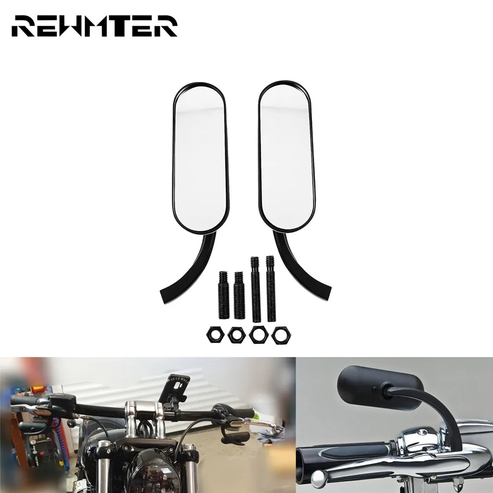 Мотоциклетное металлическое овальное мини-зеркало черного цвета для Harley Cafe Racer