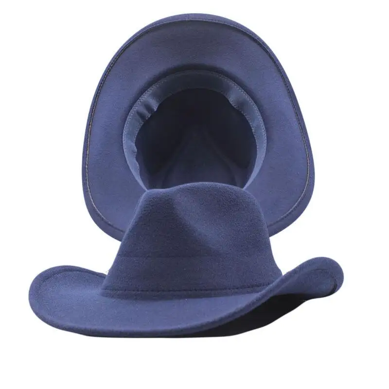 

Европейский США шляпа с широкими полями шерстяной фетр, в стиле джаз, Панама шляпа в стиле американских ковбоев ковбойские шляпы для женщин ...