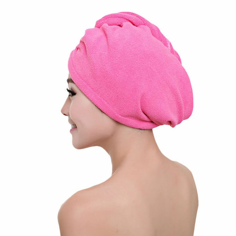 

1PCS Pink Coral Velvet Dry Hair Bath Towel Microfiber Quick Drying Turban Super Absorbent Women Hair Cap Wrap