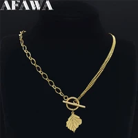 2022 fashion punk stainless%c2%a0steel leave chain necklace women gold color necklaces jewelry cadenas de acero inoxidab nxs01