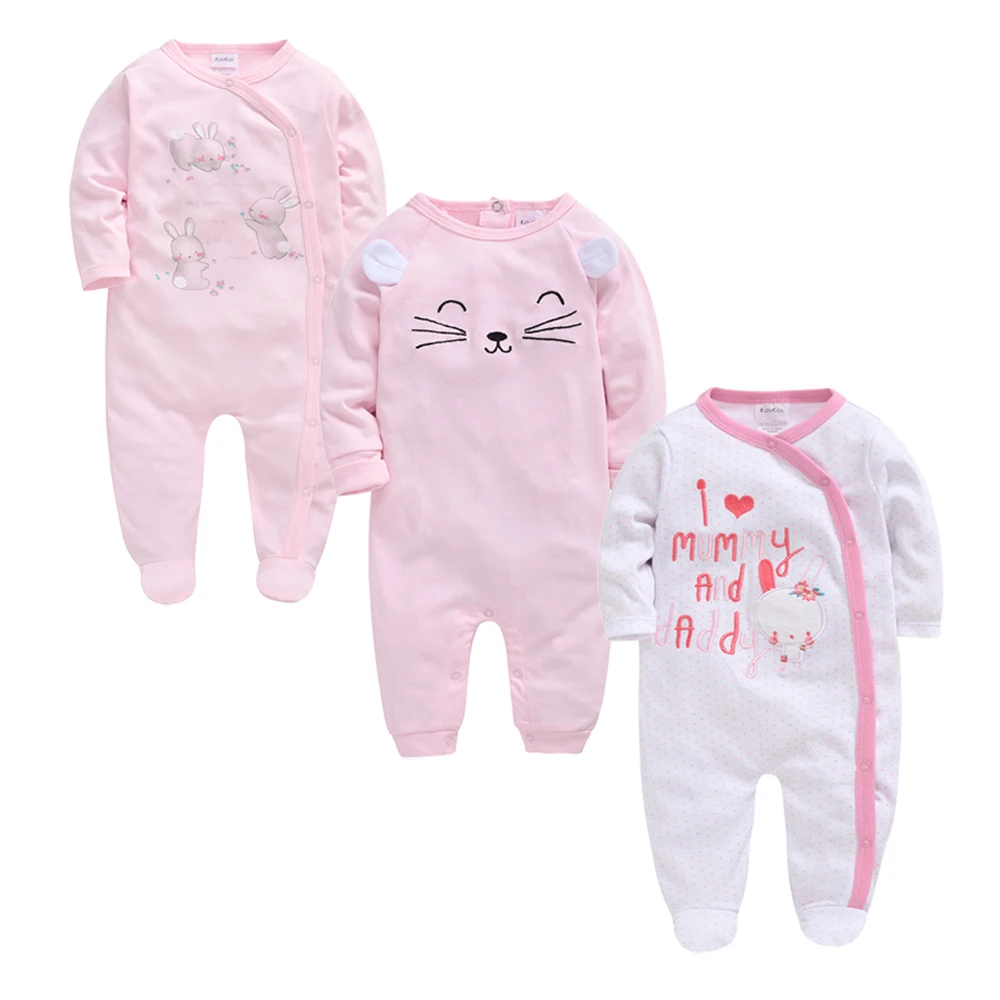 2020 3 шт./лот одежда для маленьких девочек осенне-летний хлопковый комбинезон