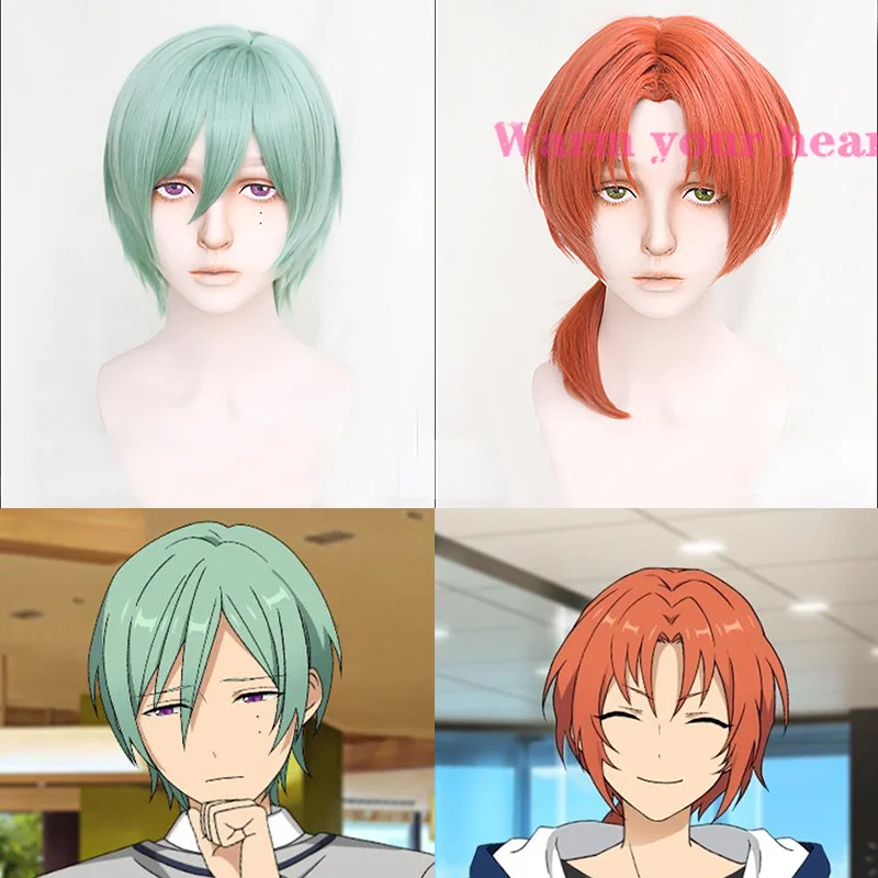 ES2 Tsukinaga Leo KAZEHAYA TATSUMI оранжевый молочно-зеленый короткий Косплей парик