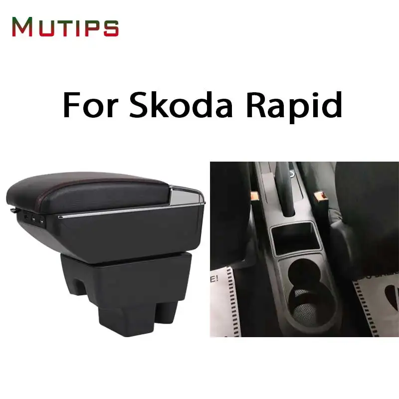 Mutips подлокотник для Skoda Rapid 2013 2018 вращающийся центр магазина Содержание хранения