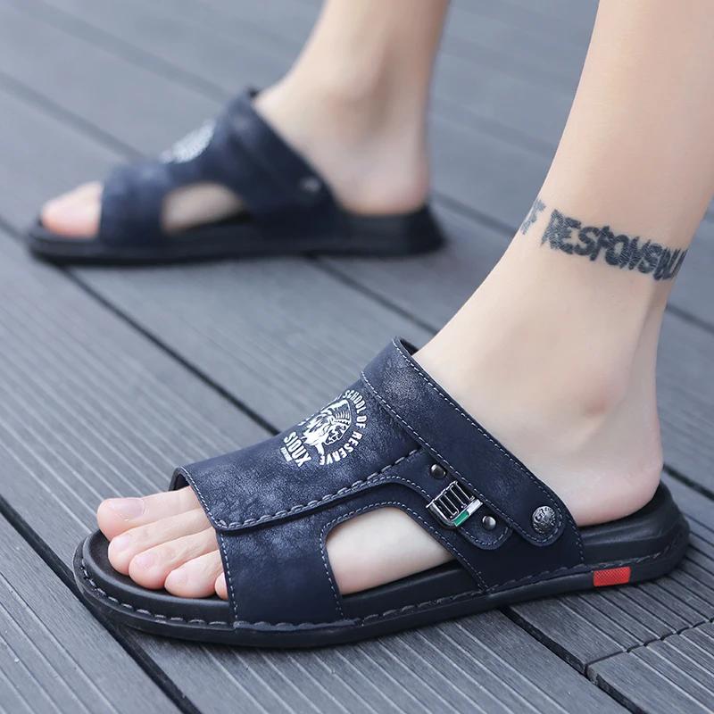 

Big Size 47 Men Genuine Leather Sandals Summer Classic Men Shoes Slippers Soft Sandals Men Roman Comfortable Walking Footwea