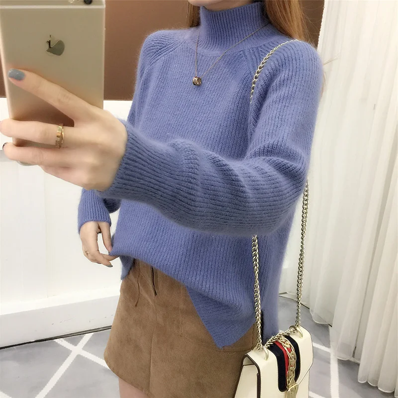 

Half-necked sweater female autumn and winter 2020 new Korean loose hedging solid color thicker sweater
