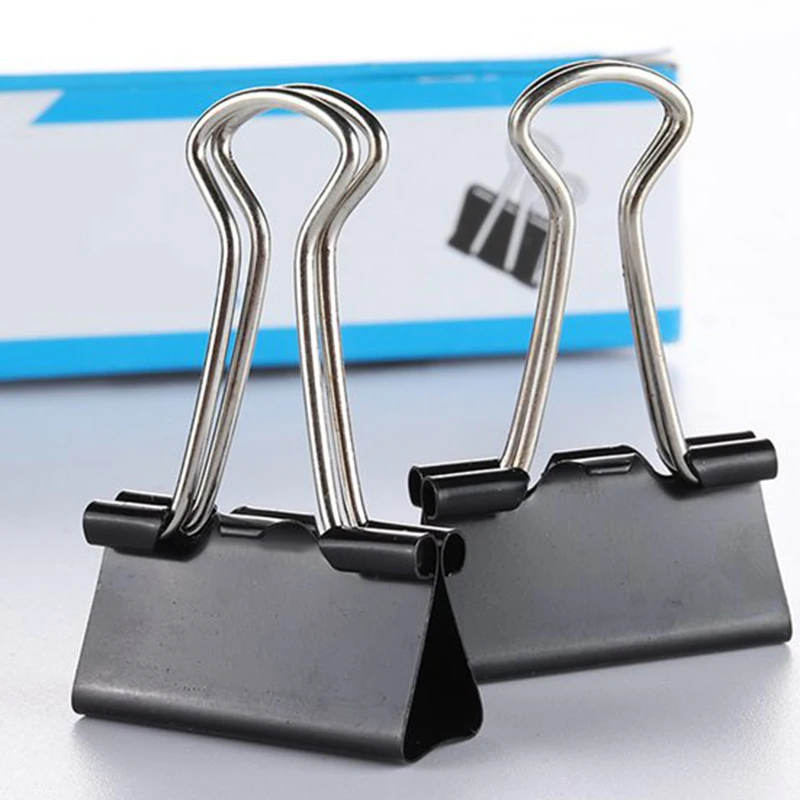 

144 Pcs Long Tail Ticket Clip Metal Binding Binder Multi-Spec Paper Clip Binder 41mm Black